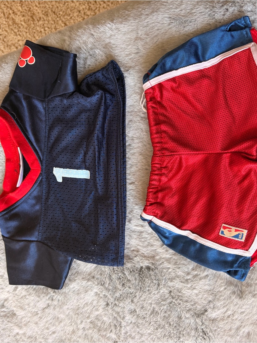 Build-A-Bear Navy & Red Sports Jersey and Shorts Outfit